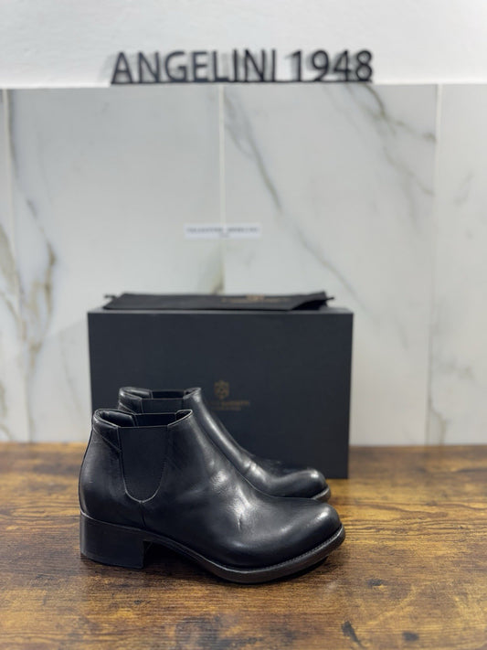 Silvano Sassetti Chelsea Boot Pelle Nero Luxury Handmade Donna 41