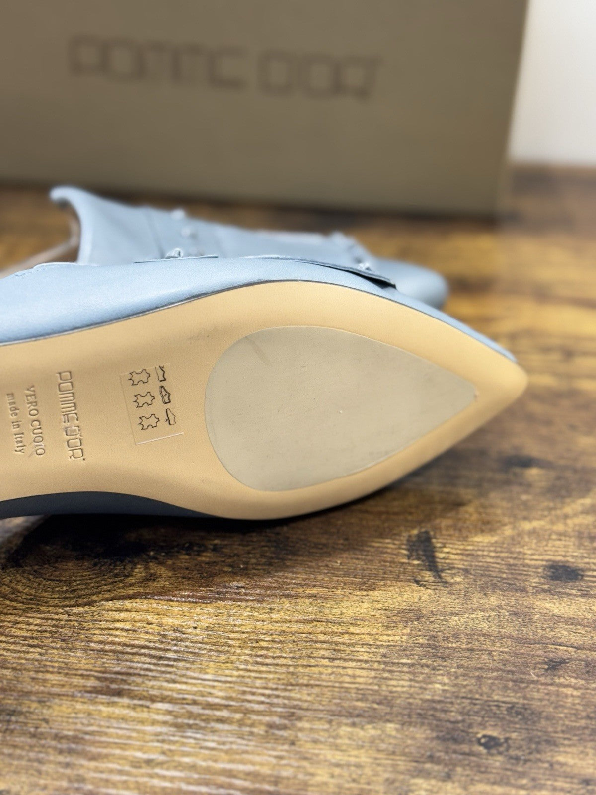 Pomme D’or Mules  Pelle Dusty Blue    Luxury Handmade Woman Pomme D’or Donna 40