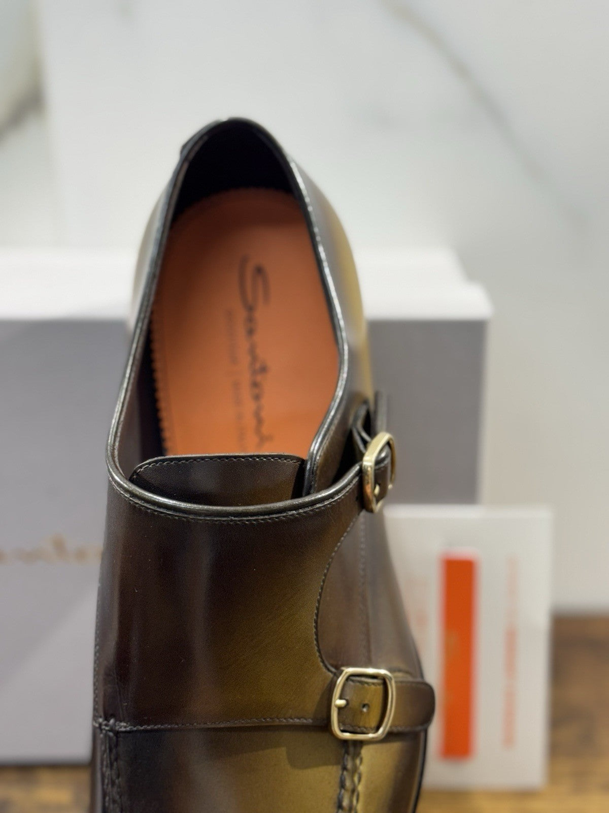 Santoni Doppia Fibbia Pelle Verde Goodyear Luxury Santoni Scarpa Uomo 41.5