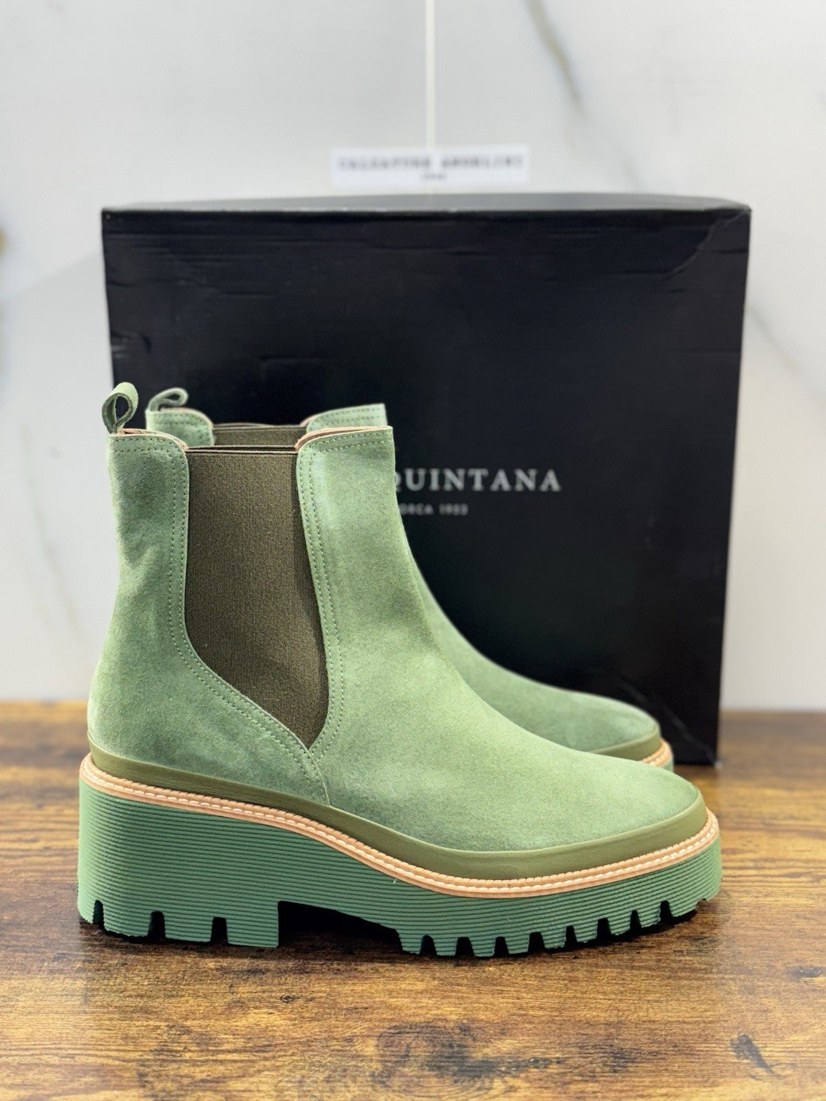 Pons Quintana Stivaletto Donna Carm B Suede Verde   Zeppa  Luxury Boot 40