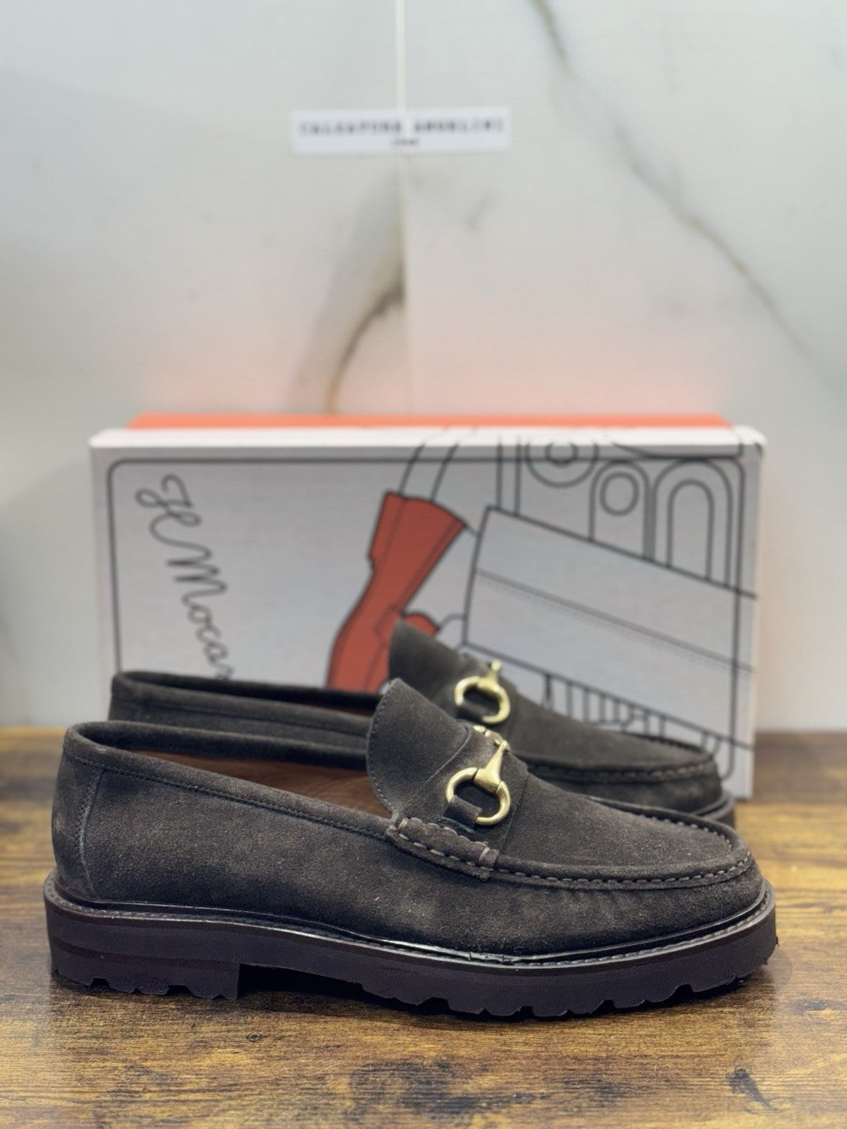 Il Mocassino Suede Testa Moro Casual Scarpa Uomo Fatta A Mano Fondo Vibram 42