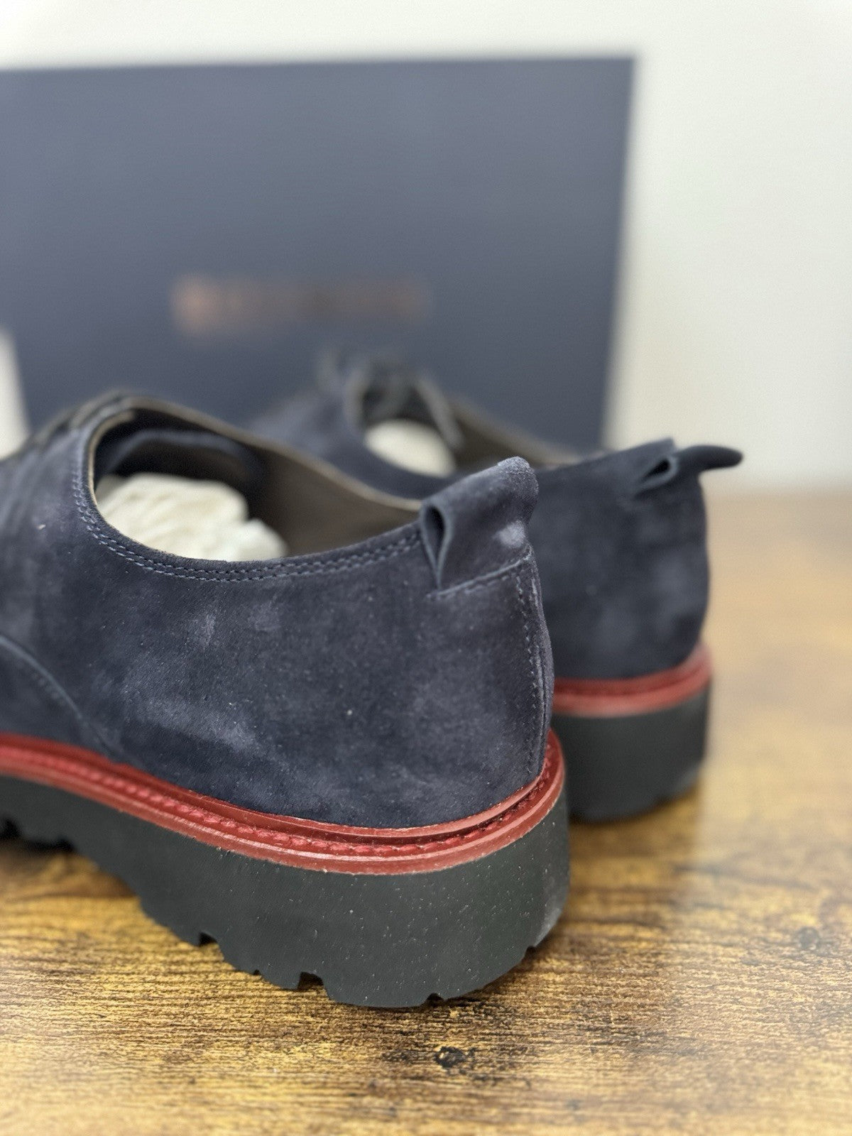 Boemos Stringata  Pelle Suede Blu    100% Made In Italy Casual Boot Uomo 42