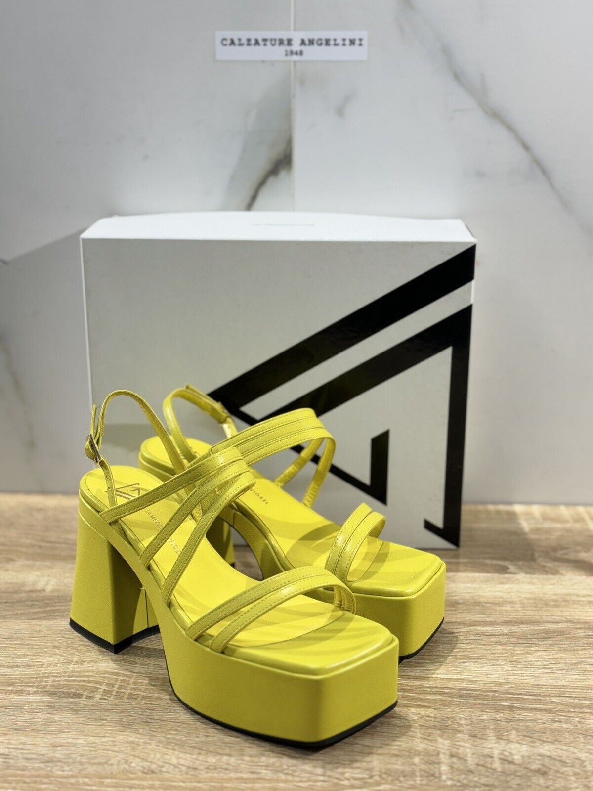 Giampaolo Viozzi Sandalo Donna Pelle Giallo  Luxury Woman Sandal Platform 37