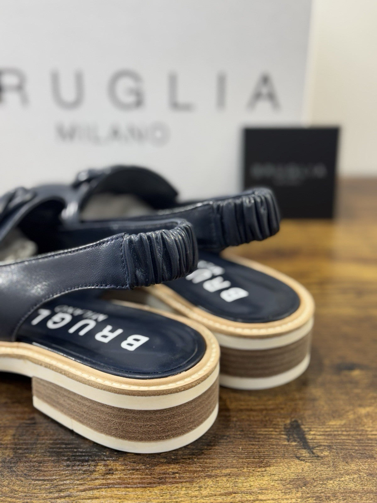 Bruglia Milano Slingback Blu    Pelle  Top Quality Scarpe Donna 39