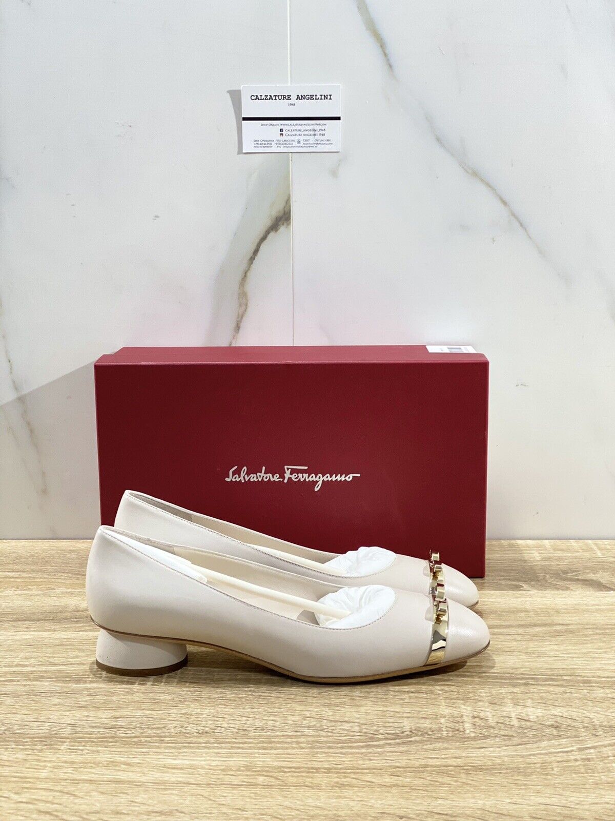 Salvatore Ferragamo Ballerina Vulci In Pelle Bone Luxury Ferragamo Woman 39.5