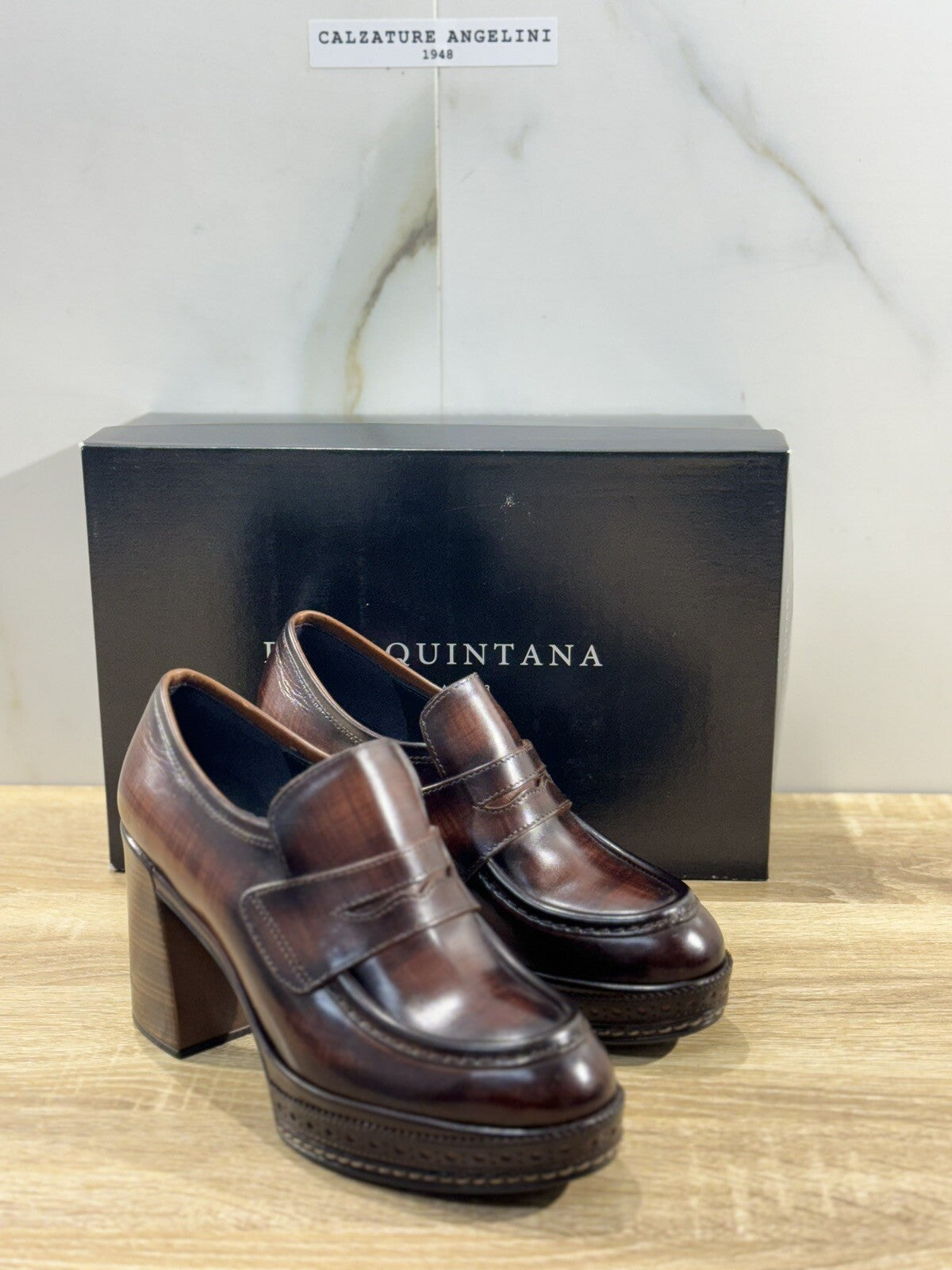 Pons Quintana Mocassino Donna Pelle Marrone  Con Tacco  Casual Loafer 40