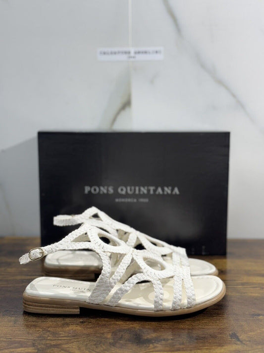 Pons Quintana Sandalo Donna Tina Pelle Bianco     Handmade    38