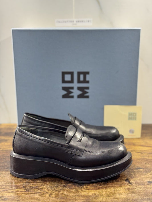 Moma Mocassino Pelle Nero  Fatto A Mano In Italia Luxury Moma Boot Donna 39