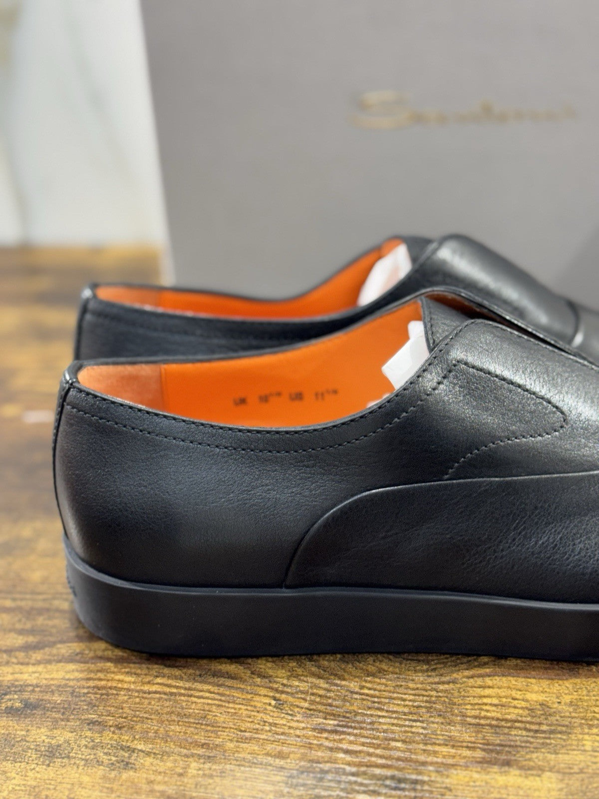 Santoni Scarpa Uomo Pelle Nero  No Lace Luxury Santoni Uomo 44.5