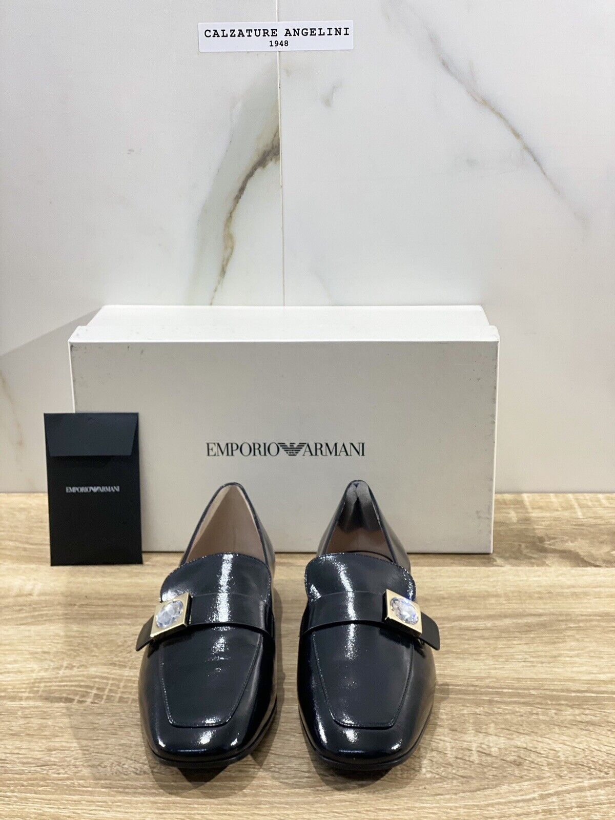 Emporio Armani mocassino donna pelle nero luxury Armani shoes woman 39