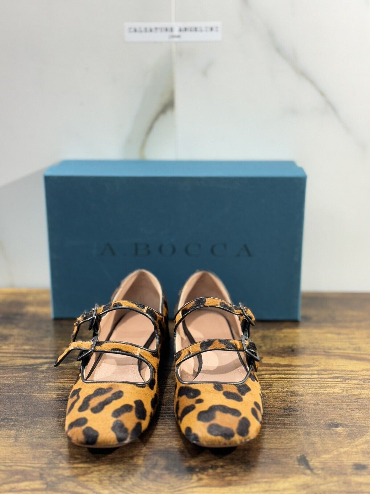 A.Bocca Two For Love Scarpa Donna Pelle Leopard  Tacco Luxury Handmade 37