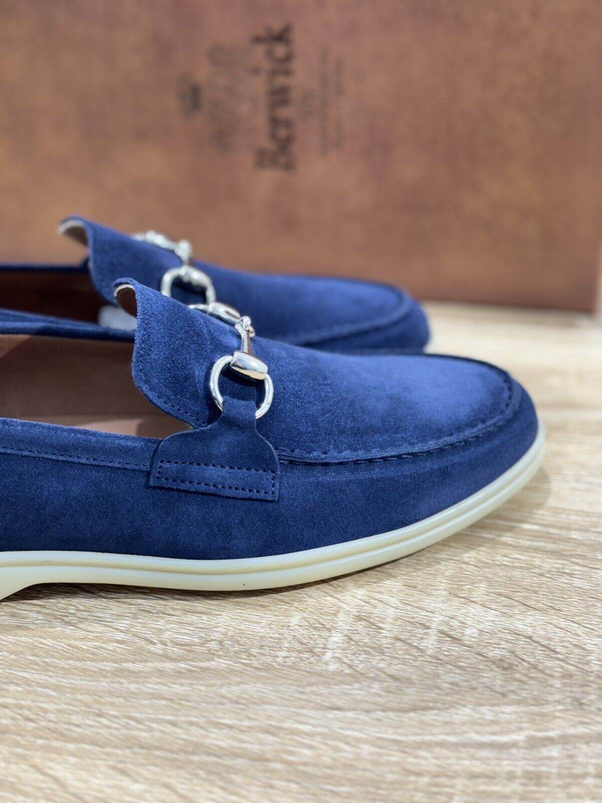 Berwick 1707 Mocassino Uomo Suede Blu Casual Men Loafer 40