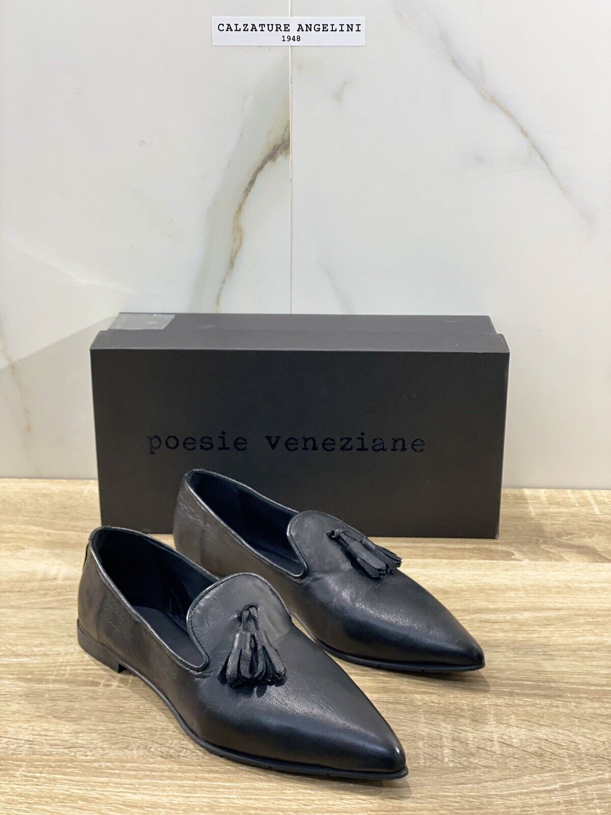 Poesie Veneziane mocassino donna in pelle nero vegetal casual loafer 40