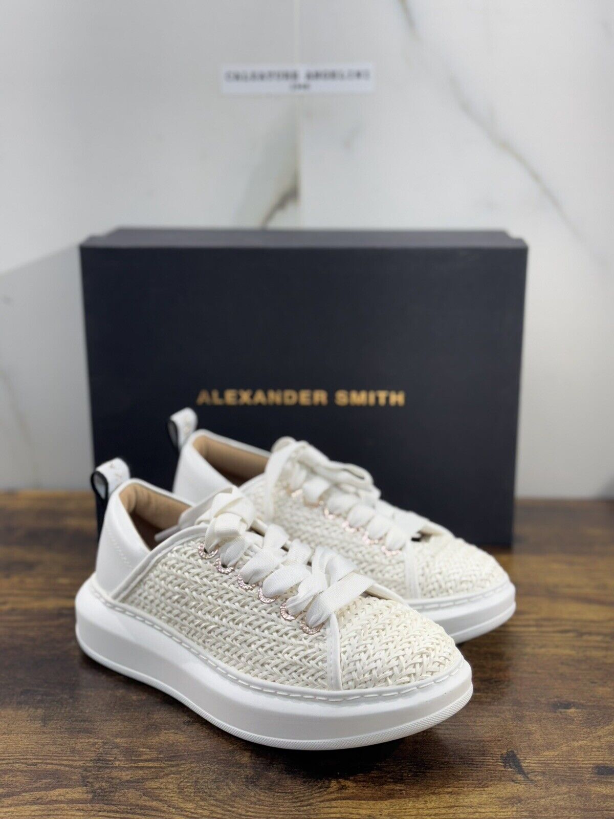 Alexander Smith London  Sneaker Donna Wembley  Pelle White Intreccio 41