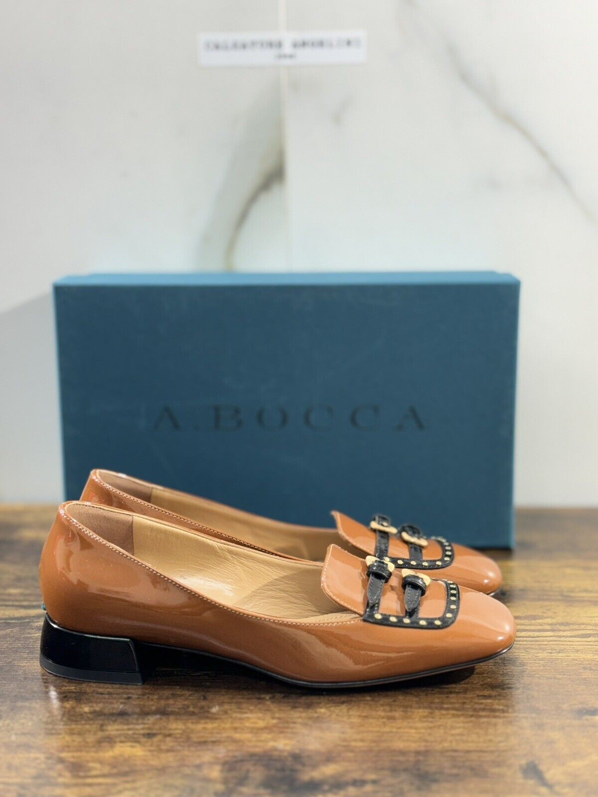 A.Bocca Two For Love Mocassino Donna Pelle  Cuoio   Tacco Luxury Handmade 36