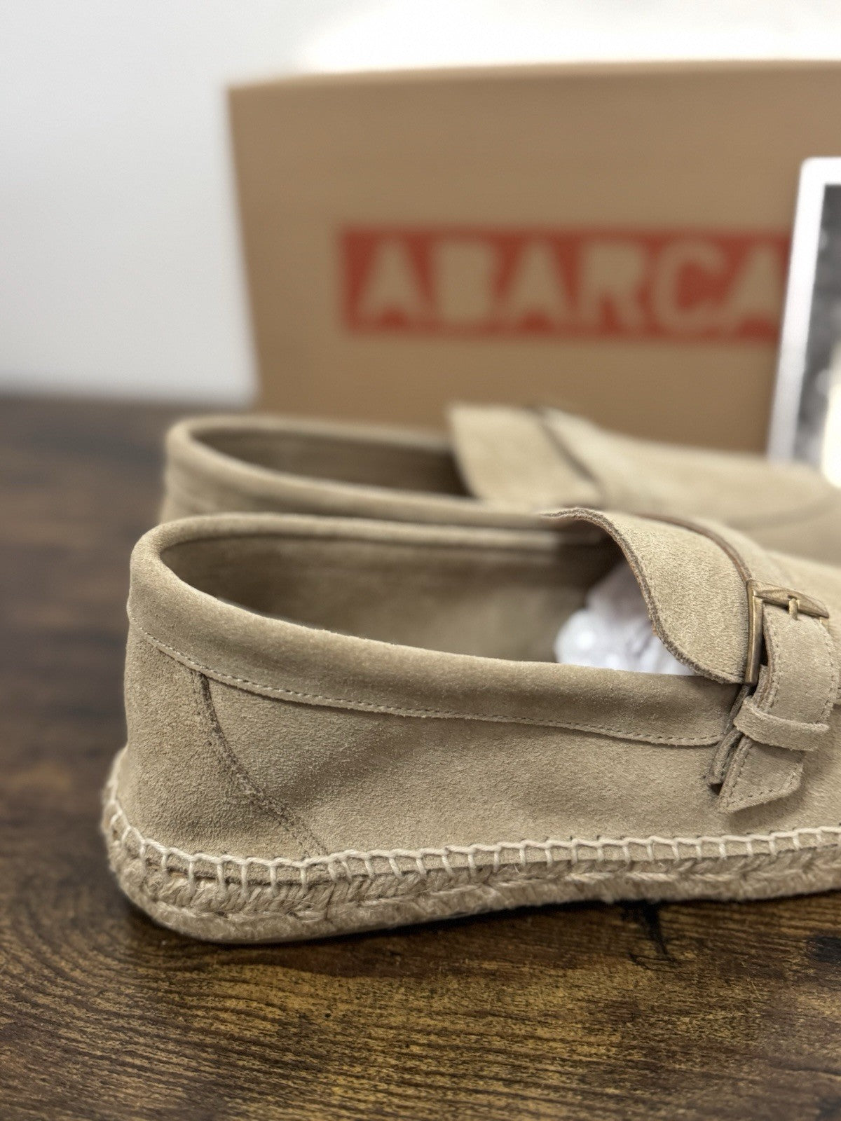 Abarca Espadrilles Suede Beige Mocassino Casual Uomo 42