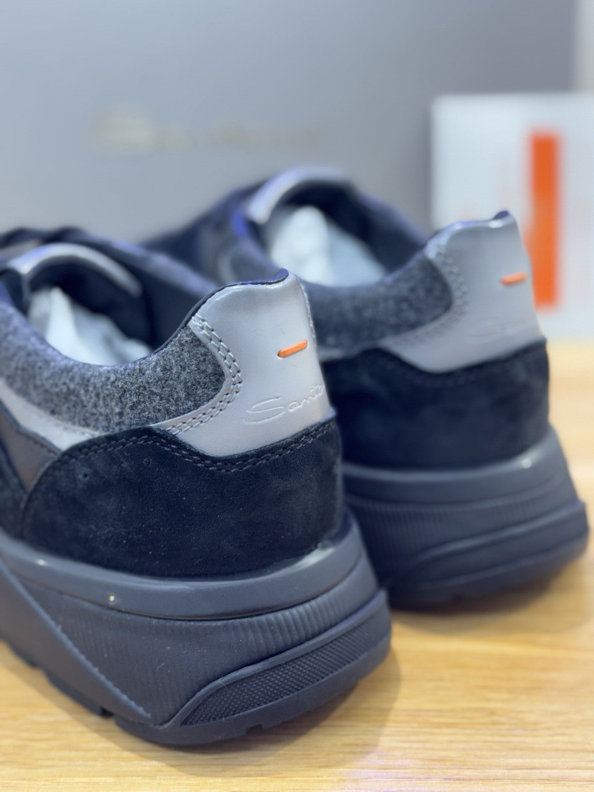 Santoni Innova Sneaker Suede Nero Grey  Luxury Santoni Scarpa Uomo 41.5