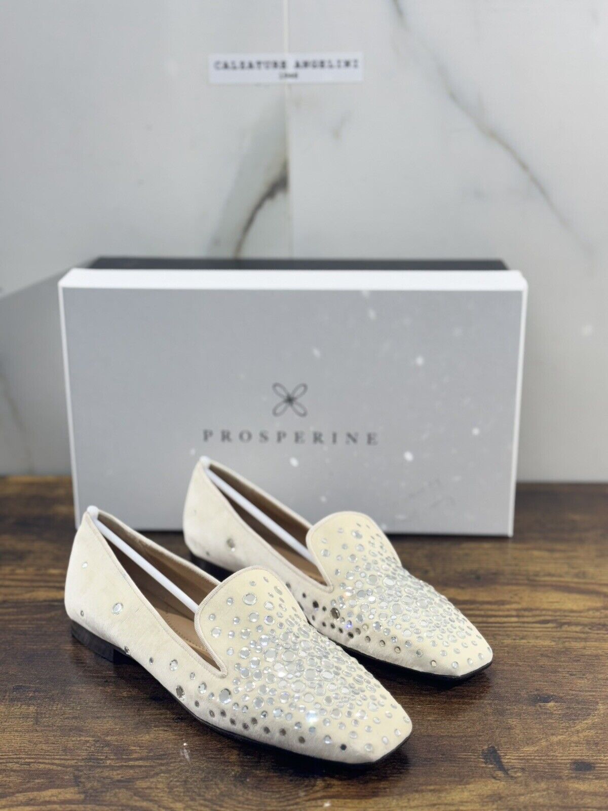 Prosperine mocassino donna in Bianco Strass Velluto luxury made in italy 37