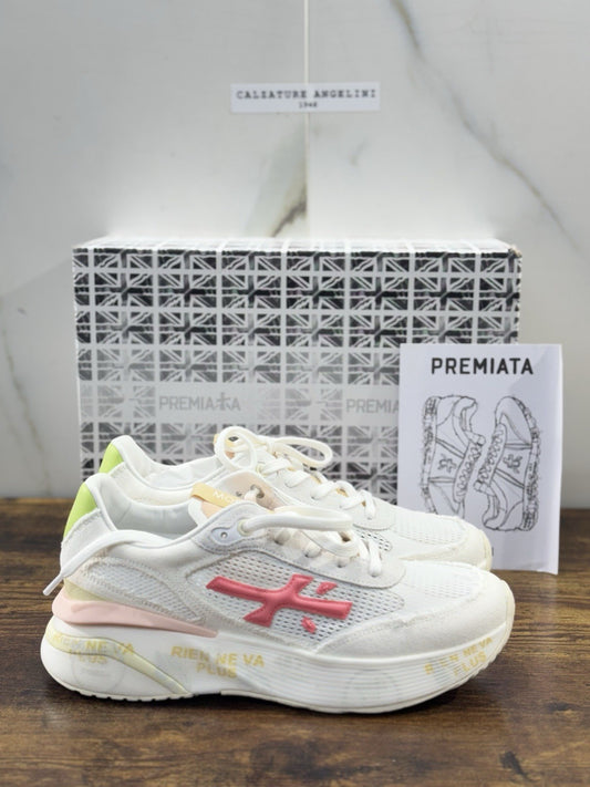 Premiata Moerun  Sneaker Pelle E TessutoBianca   Casual Premiata Scarpa Donna 41