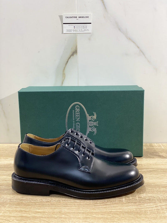 Green George derby nero 1204  in pelle polished luxury men  Doppio Cuoio 39