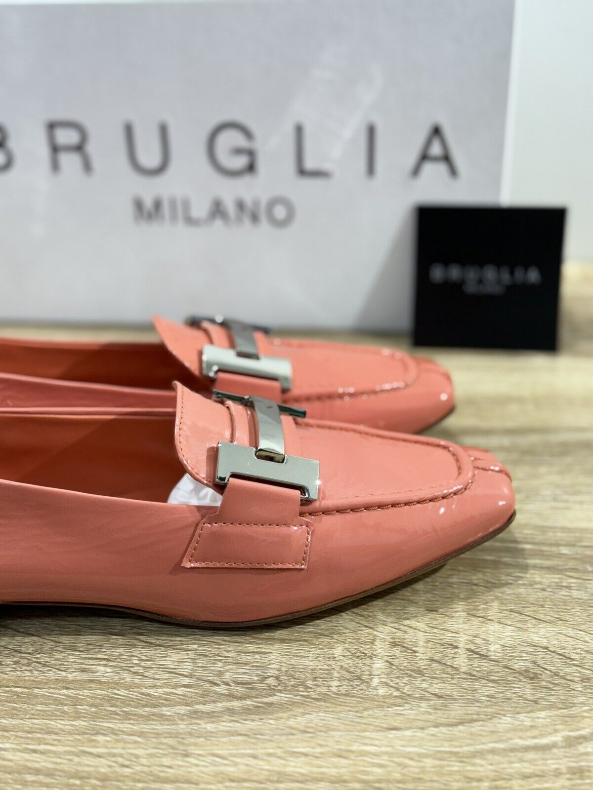 Bruglia Milano Mocassino Donna Corallo Luxury Casual Loafer Handmade 37