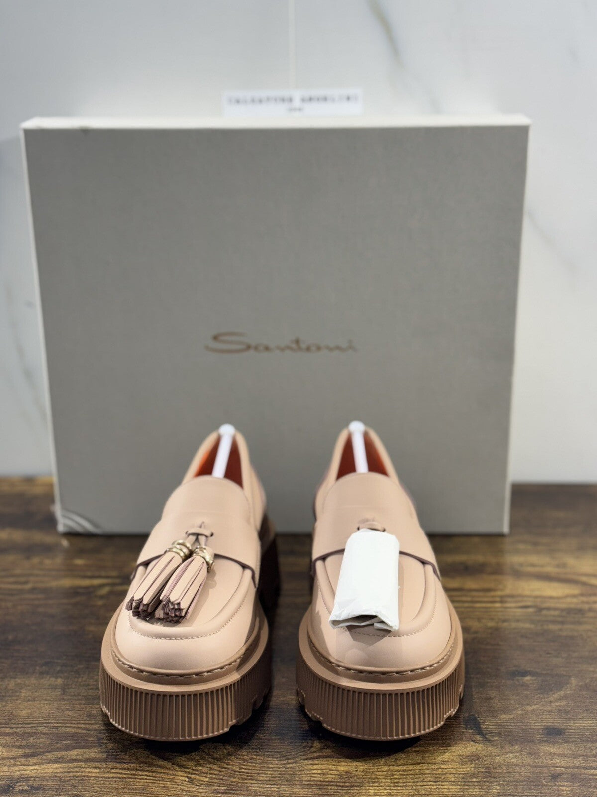Santoni Mocassino Donna Pelle Beige  Nappine Luxury Casual Loafer Santoni 37.5