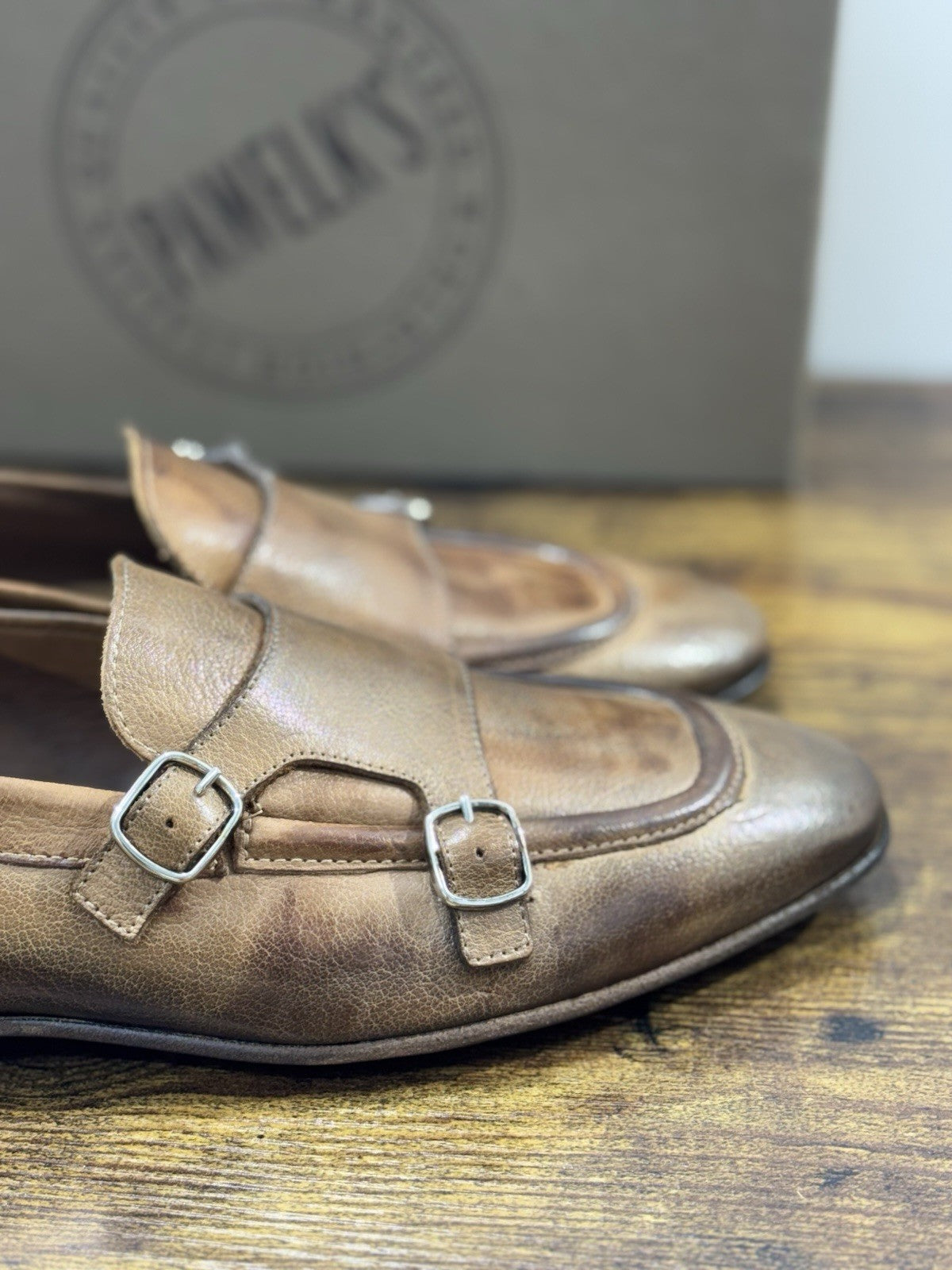 Pawelk’s Mocassino    Uomo Pelle Cuoio   Hand   Made  In Italy Washed 41
