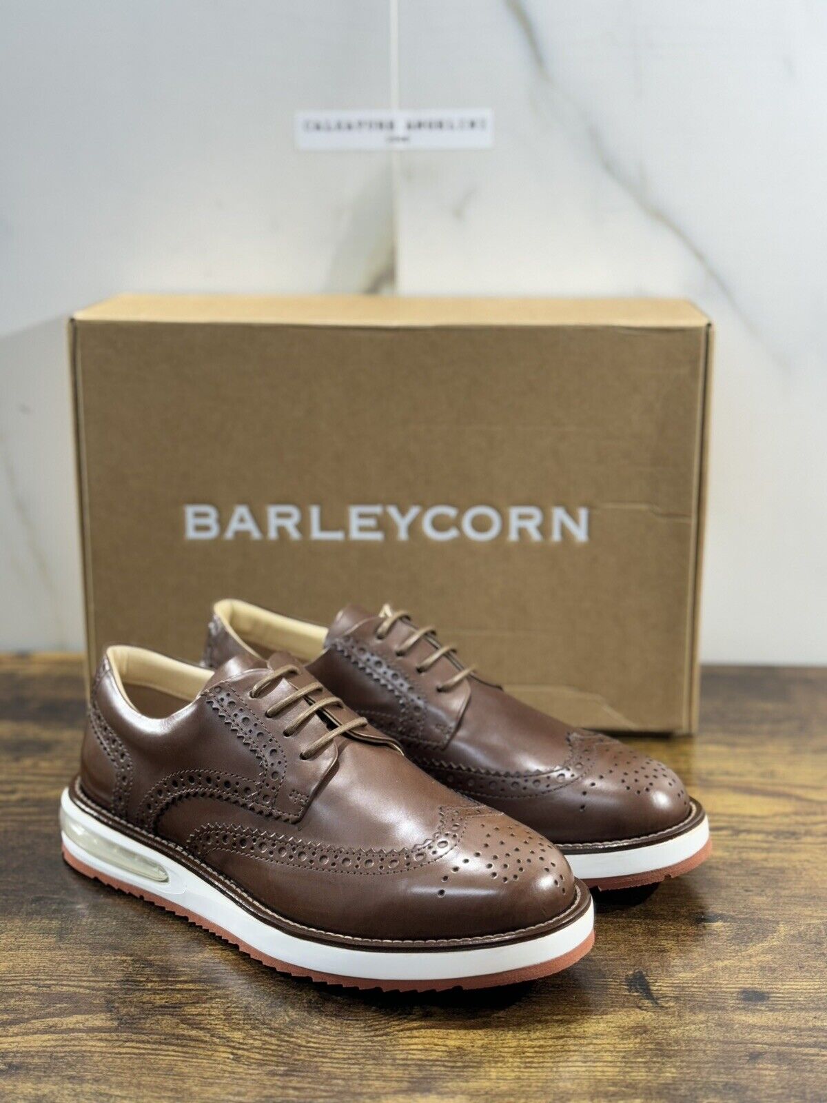 Barleycorn Air Brogue Uomo Pelle Brown  Extralight Casual Men Shoes 39.5