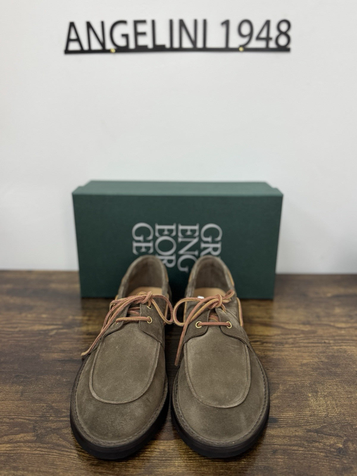 Green George Mocassino Barca Suede Tortora  Handmade In Italy Uomo 42