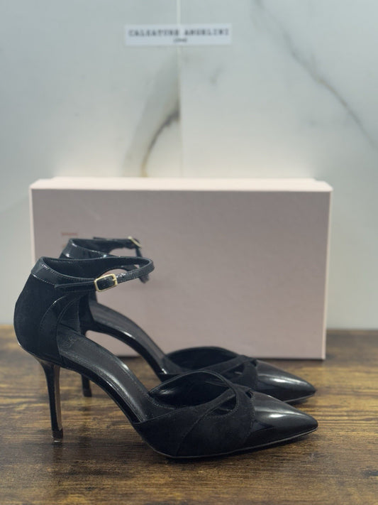 Relac  Décolleté  Sling Back Pelle Nero   Luxury Made In Italy Donna 37.5