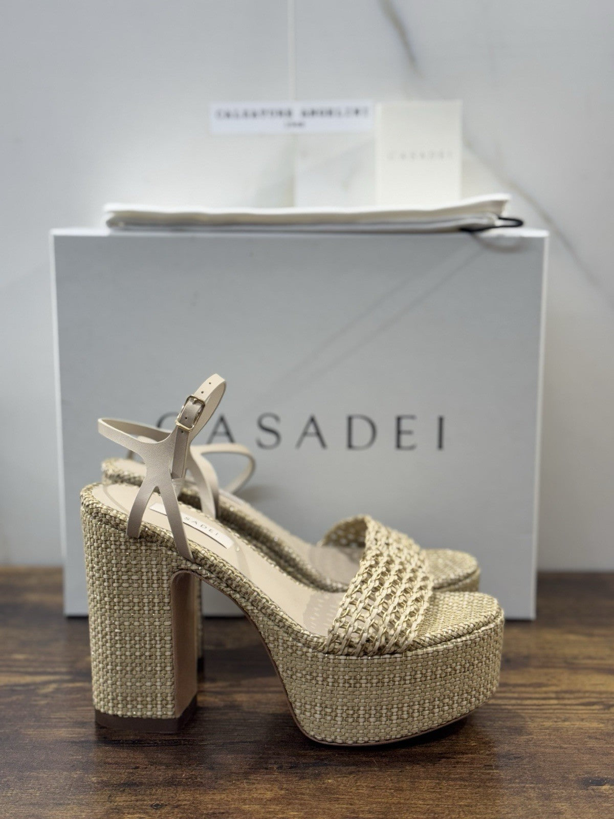 Casadei Sandalo Goldeneye Isa Platform Bambù  Luxury Casadei 38.5