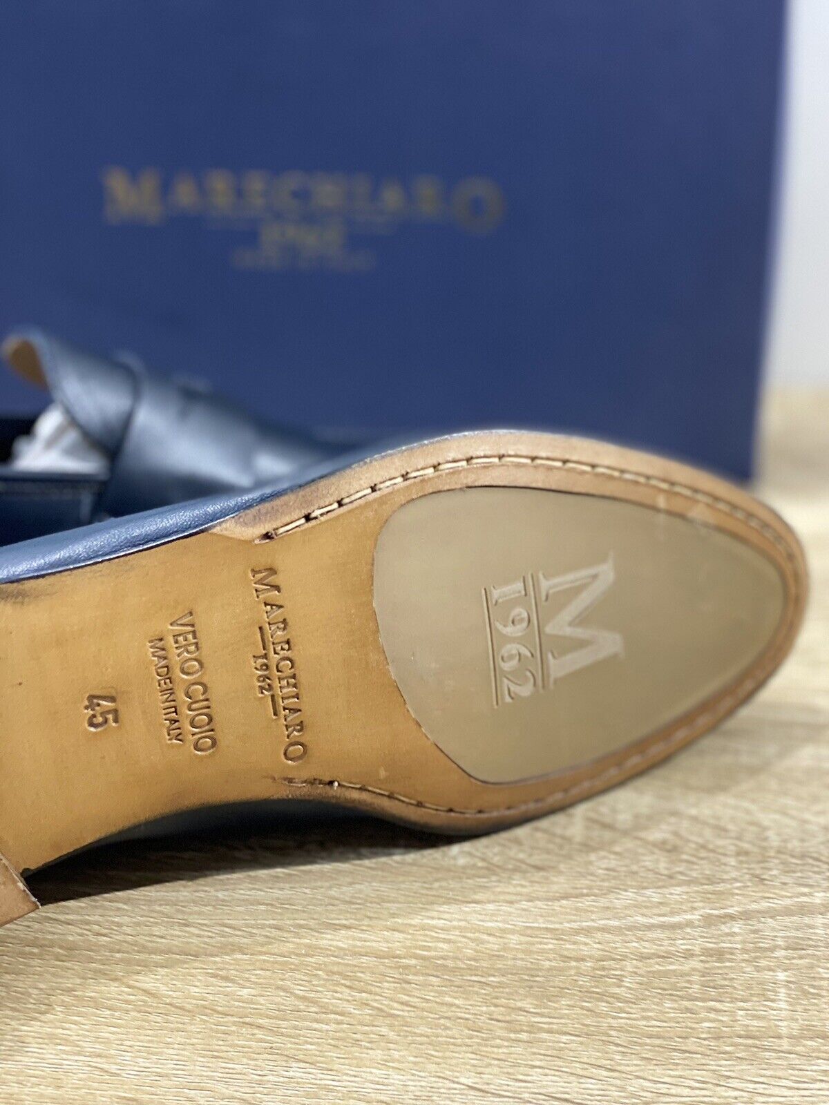 Marechiaro 1962 Mocassino Uomo Pelle Blu Fully Made In Italy 45