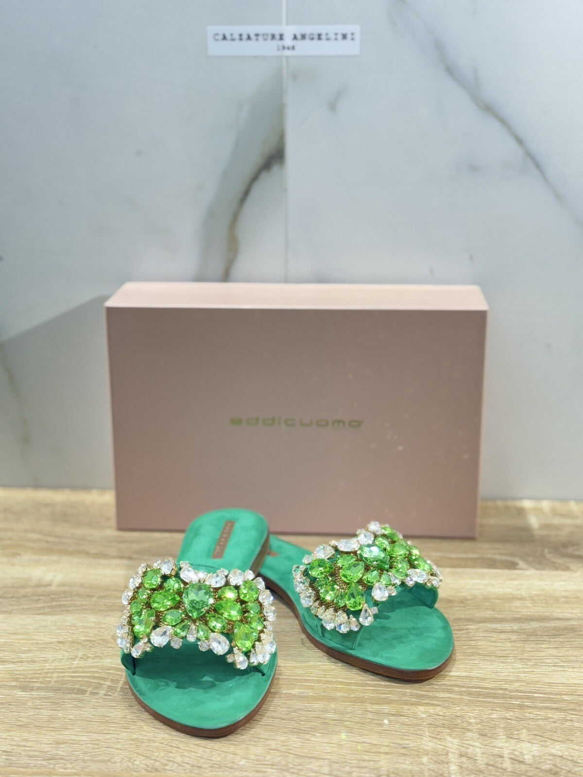 Eddi Cuomo Luxury Sandals Donna In Pelle Verde     Fatti A Mano  Handmade 38