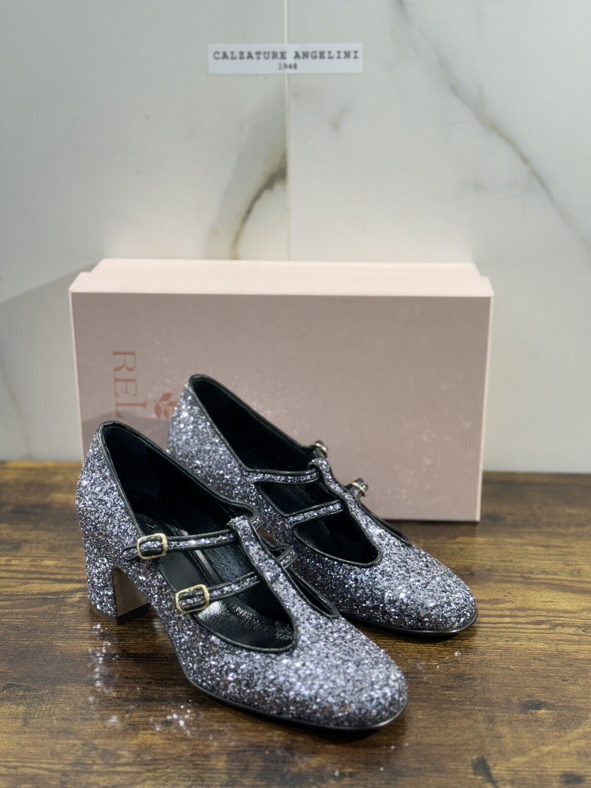 Relac Scarpa Donna Maryjane Glitter  Luxury Handmade Shoes Relac 40