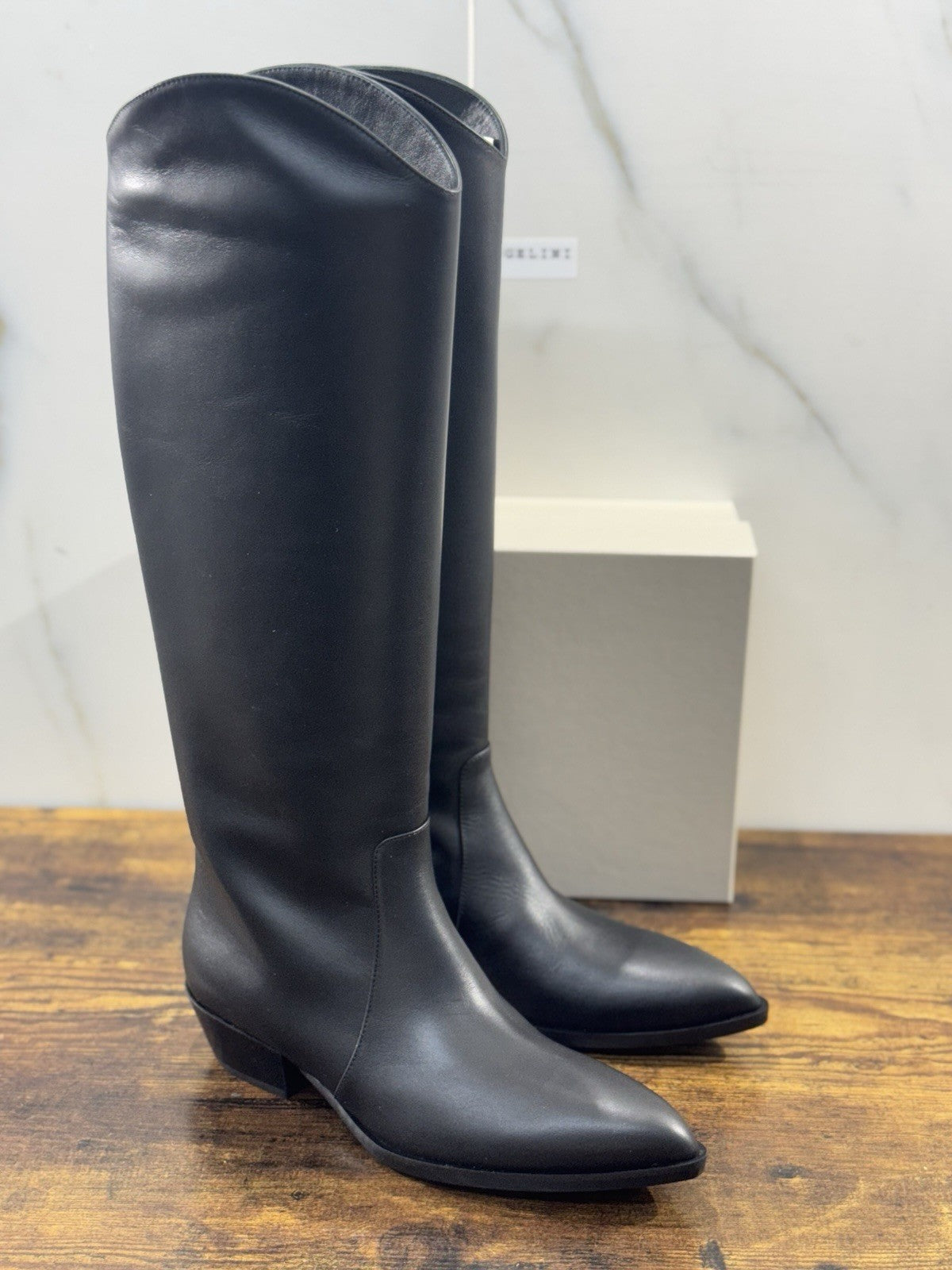 Sergio Levantesi Stivale   Pelle Nero Texano    Luxury Made In Italy Donna 41