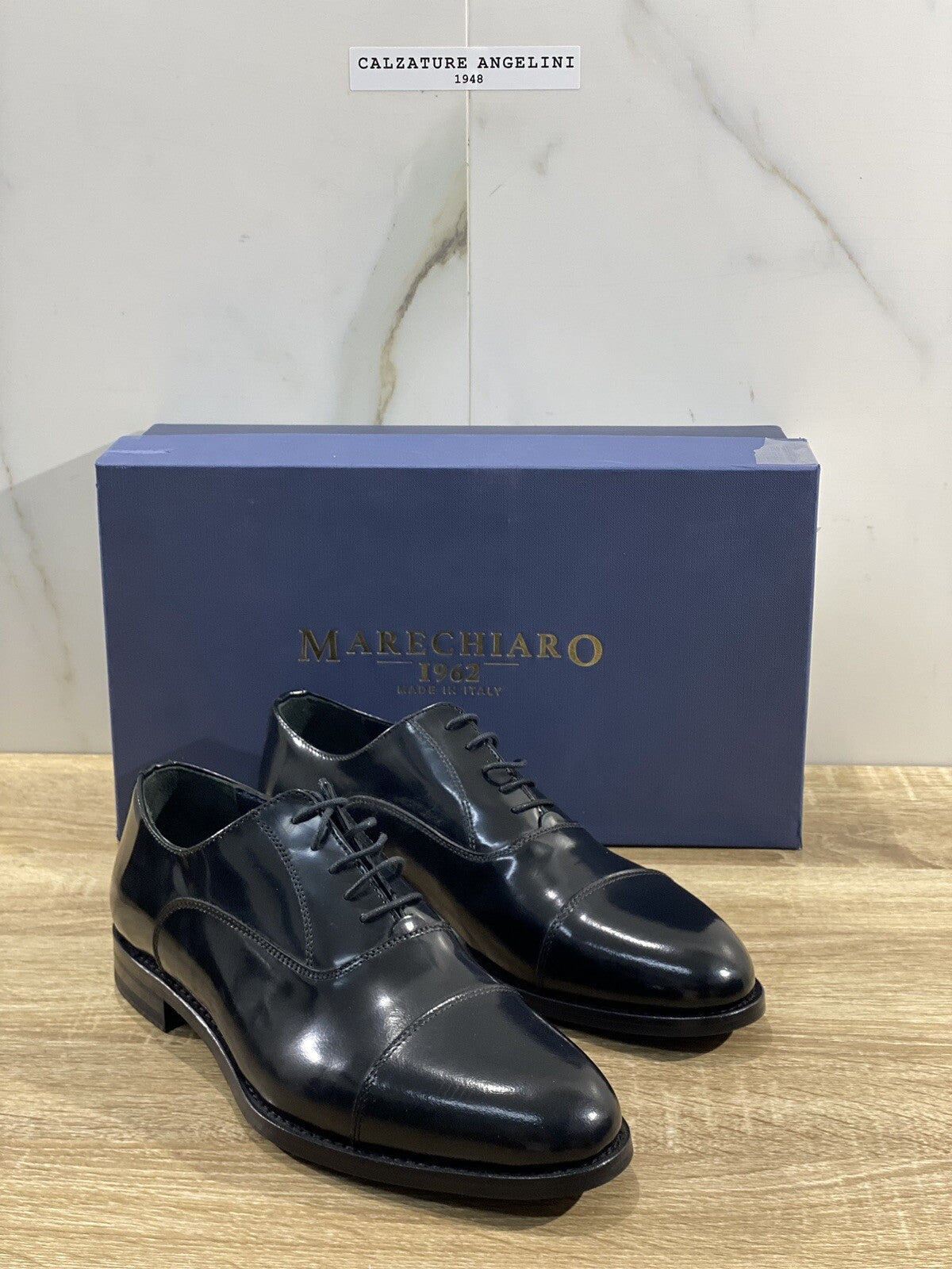 Marechiaro 1962 Oxford Uomo Pelle Nera Polish Made In Italy 40