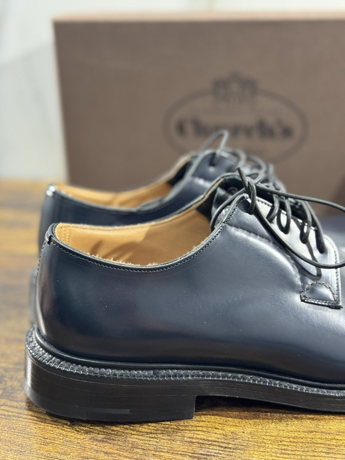 Church’s Shannon  Polished Binder Derby Blu Navy  Men Shoes 42.5