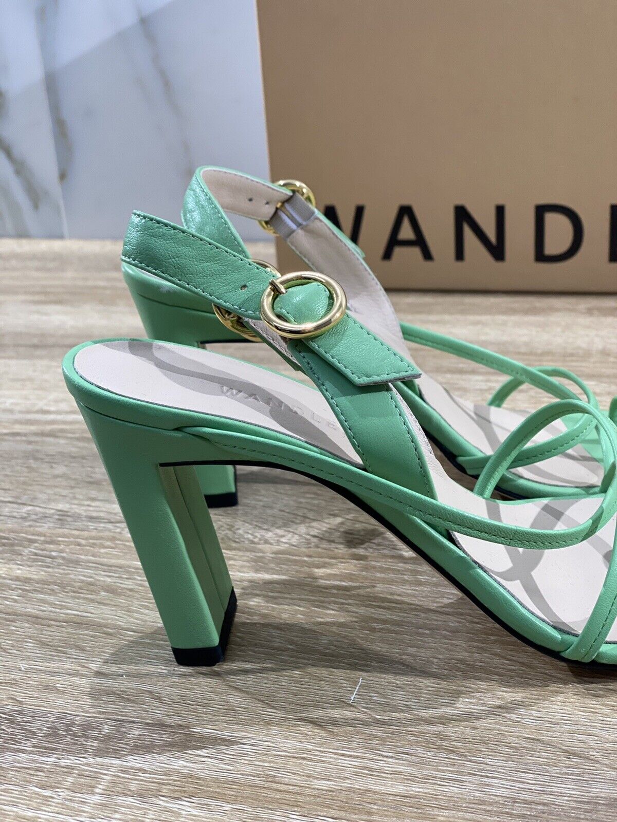 Wandler Sandalo Donna Elza In Pelle Pistacchio Luxury Woman Sandal 37.5