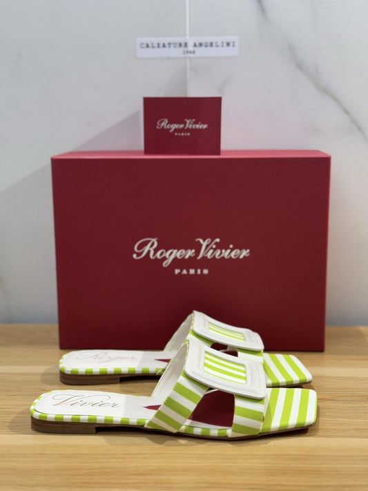 Roger Vivier Paris Sandalo  Verde Bianco  Luxury Sandalo Donna 37.5
