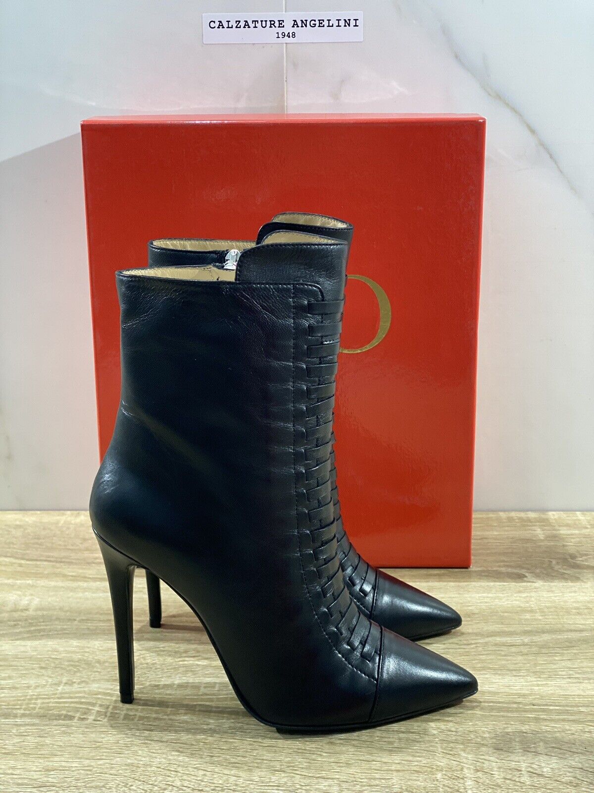 WO Milano tronchetto donna nappa nera casual boot tacco gold luxury 37