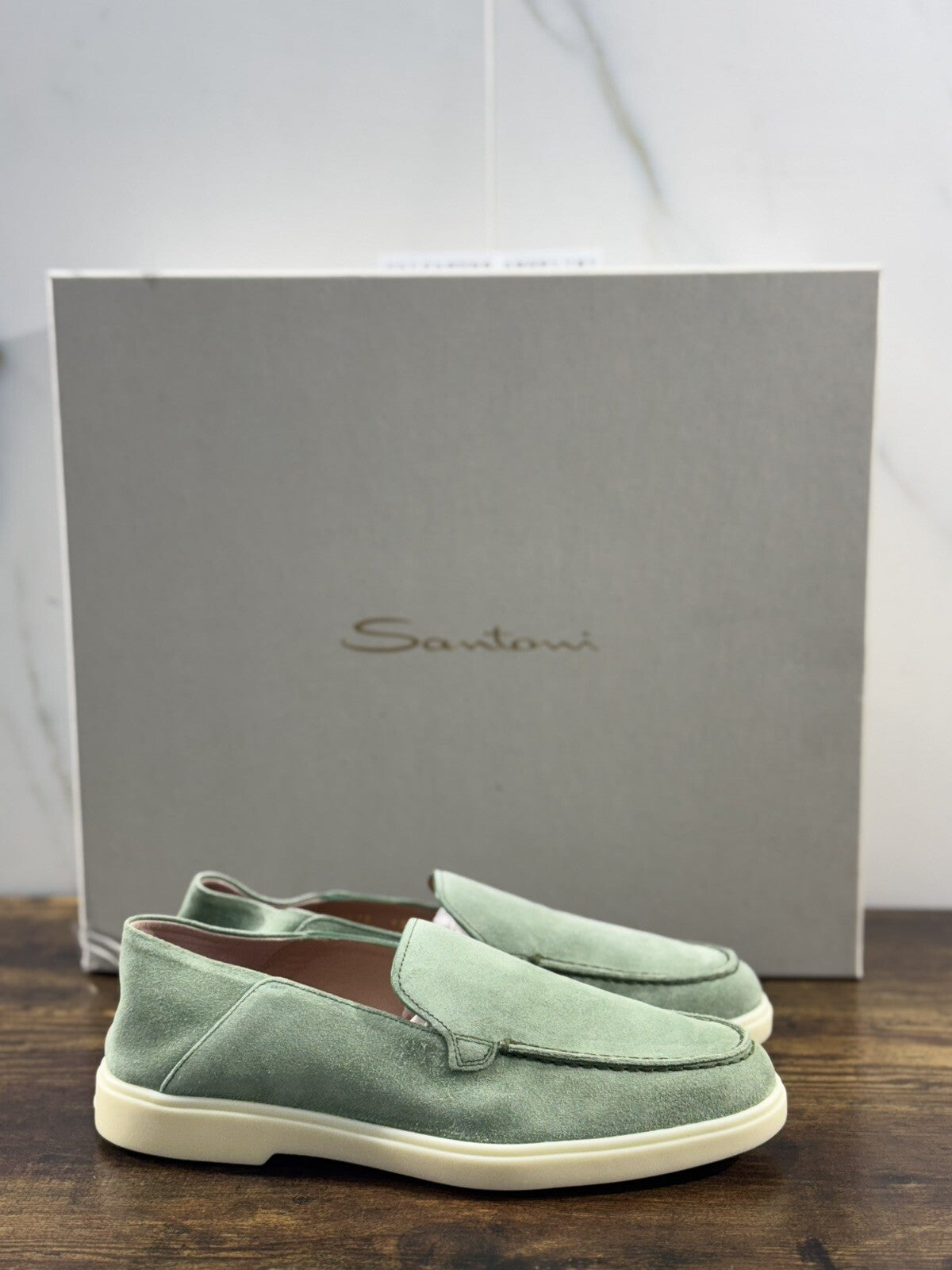 Santoni Mocassino Donna Summer Walk Light Green Suede Casual Loafer Santoni 37.5