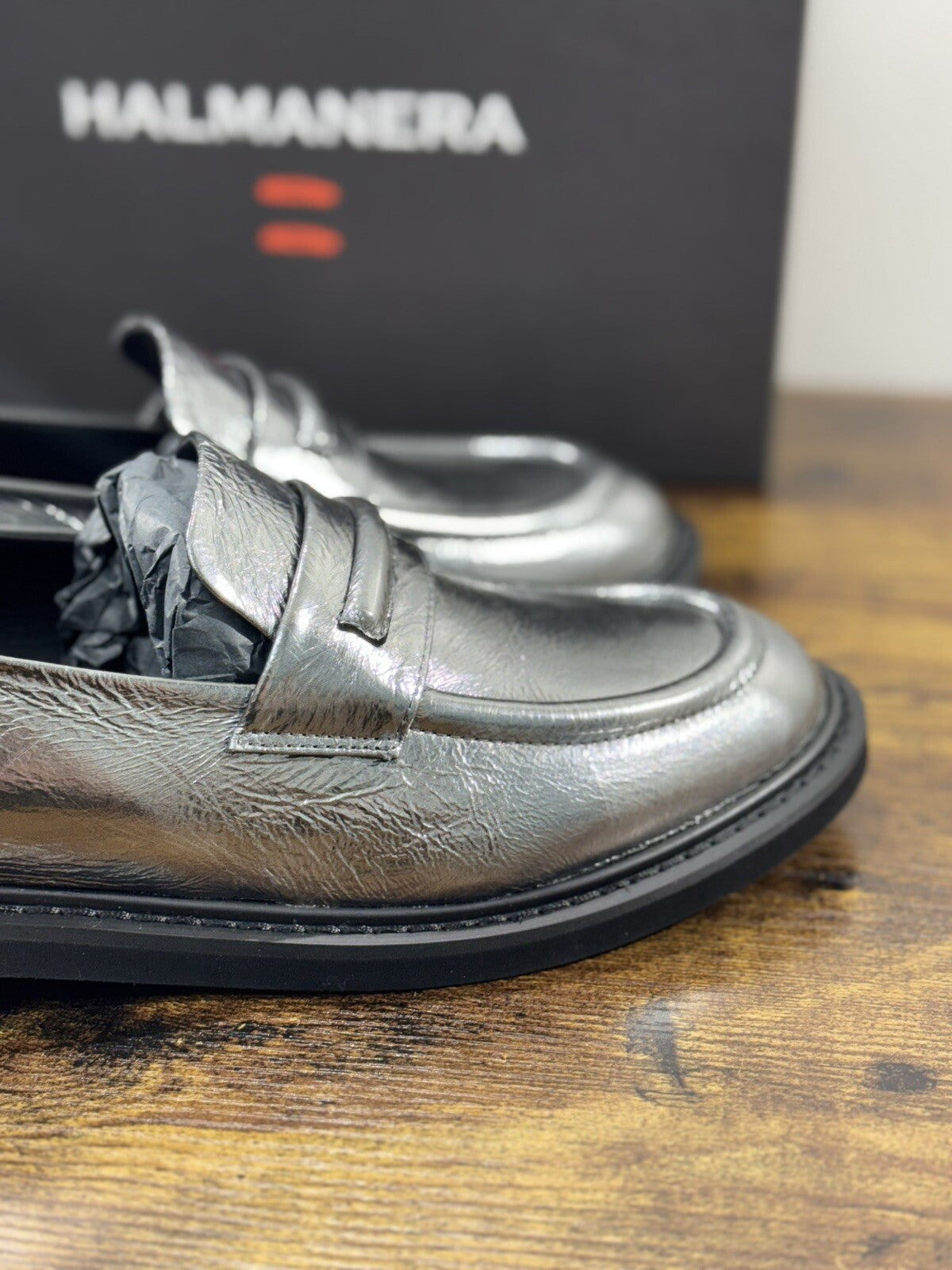 Halmanera Mocassino   Donna Noe In Pelle Acciaio  Super  Soft  Luxury Shoes 40