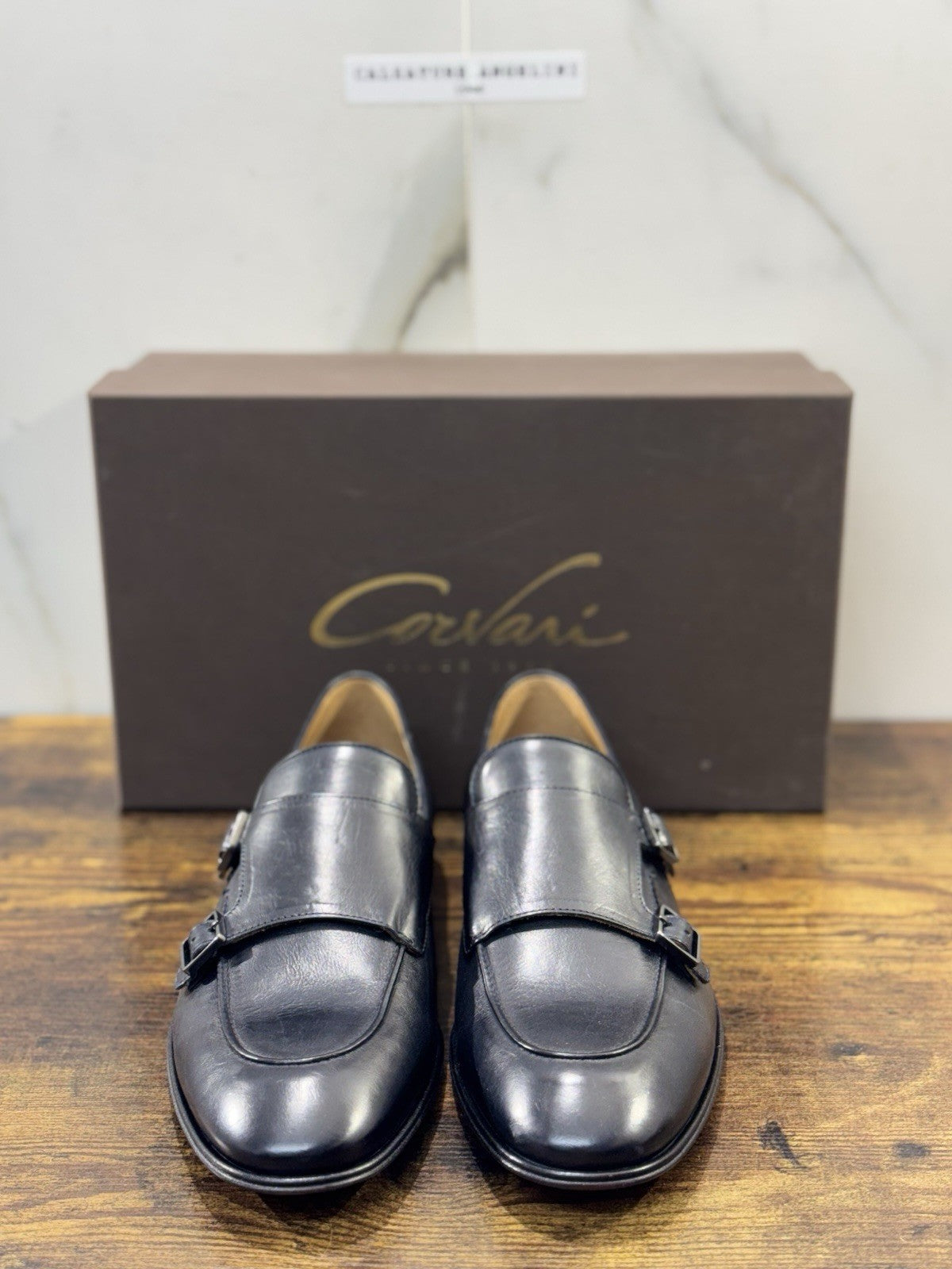 Corvari Scarpa Uomo Doppia Fibbia Pelle Blu  Casual Corvari Uomo 42