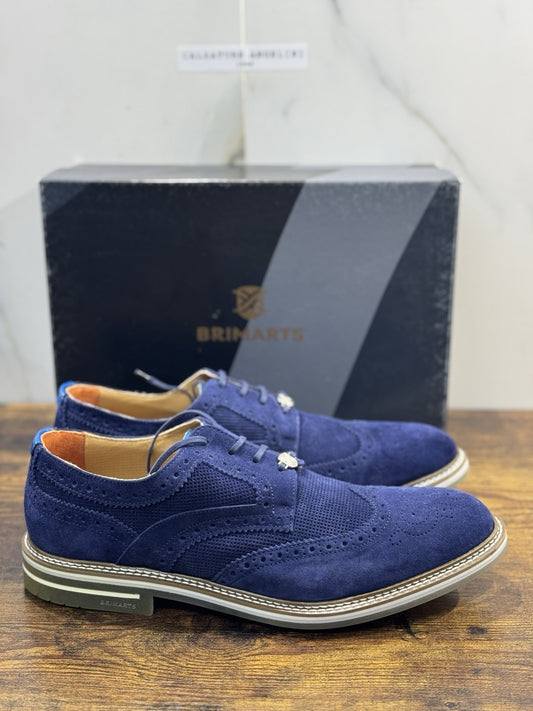 Brimarts Stringata  Uomo Suede Blu  Casual Men Shoe 45