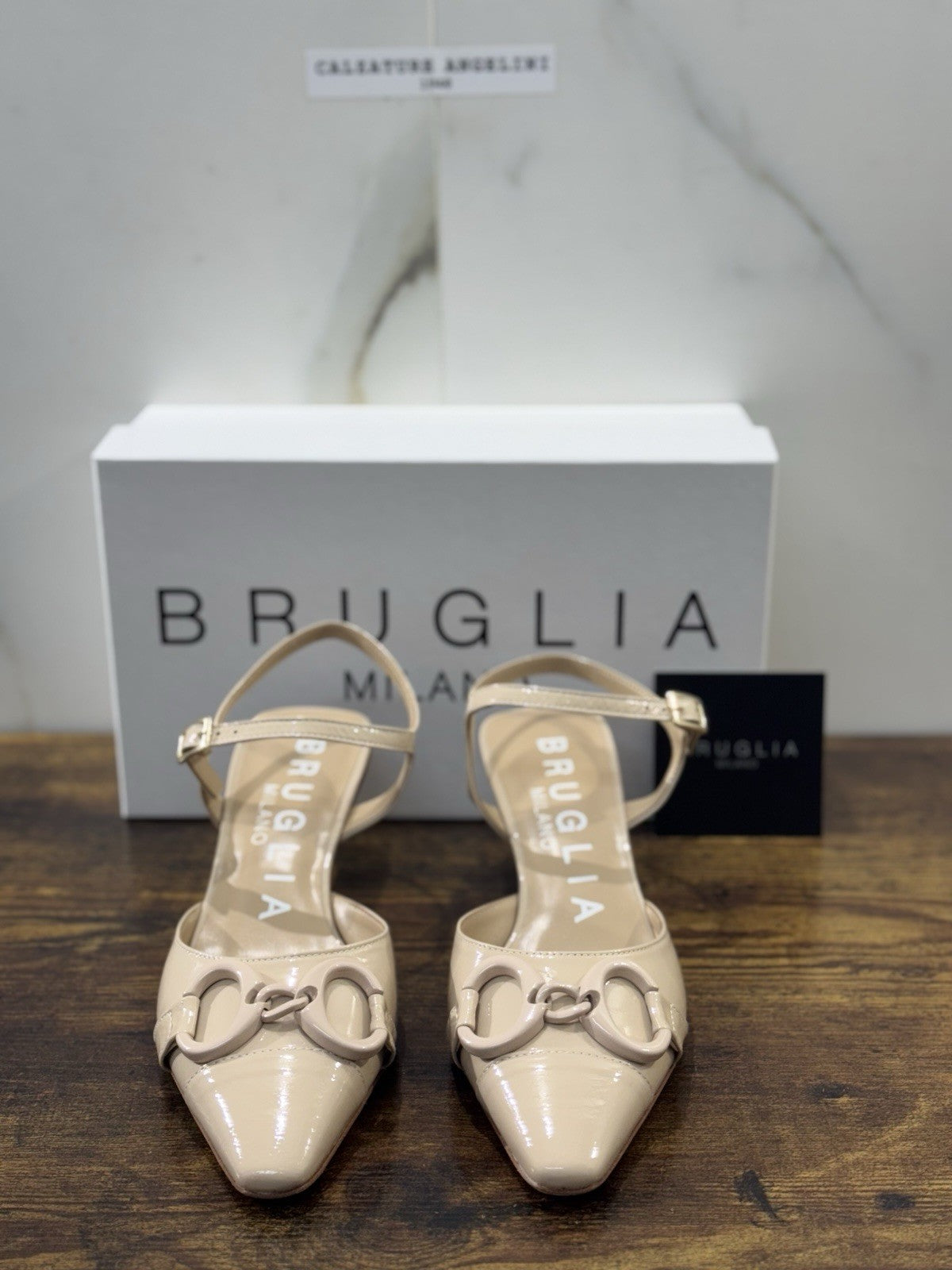 Bruglia Milano Slingback Beige Con Tacco Top Quality Scarpe Donna 39