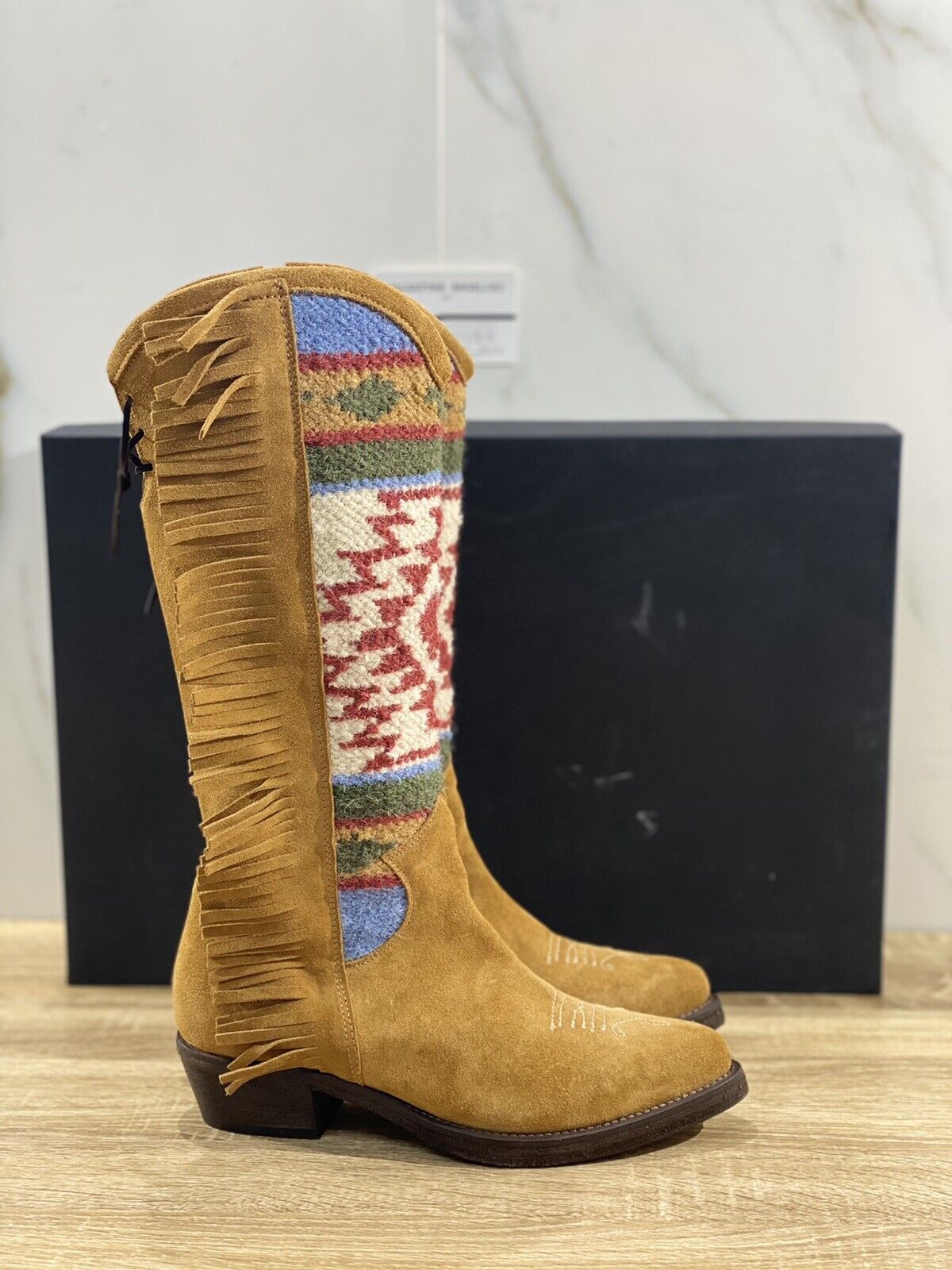 Passion Blanche Texano Donna Kilim In Crosta Cammello Luxury Boot 41