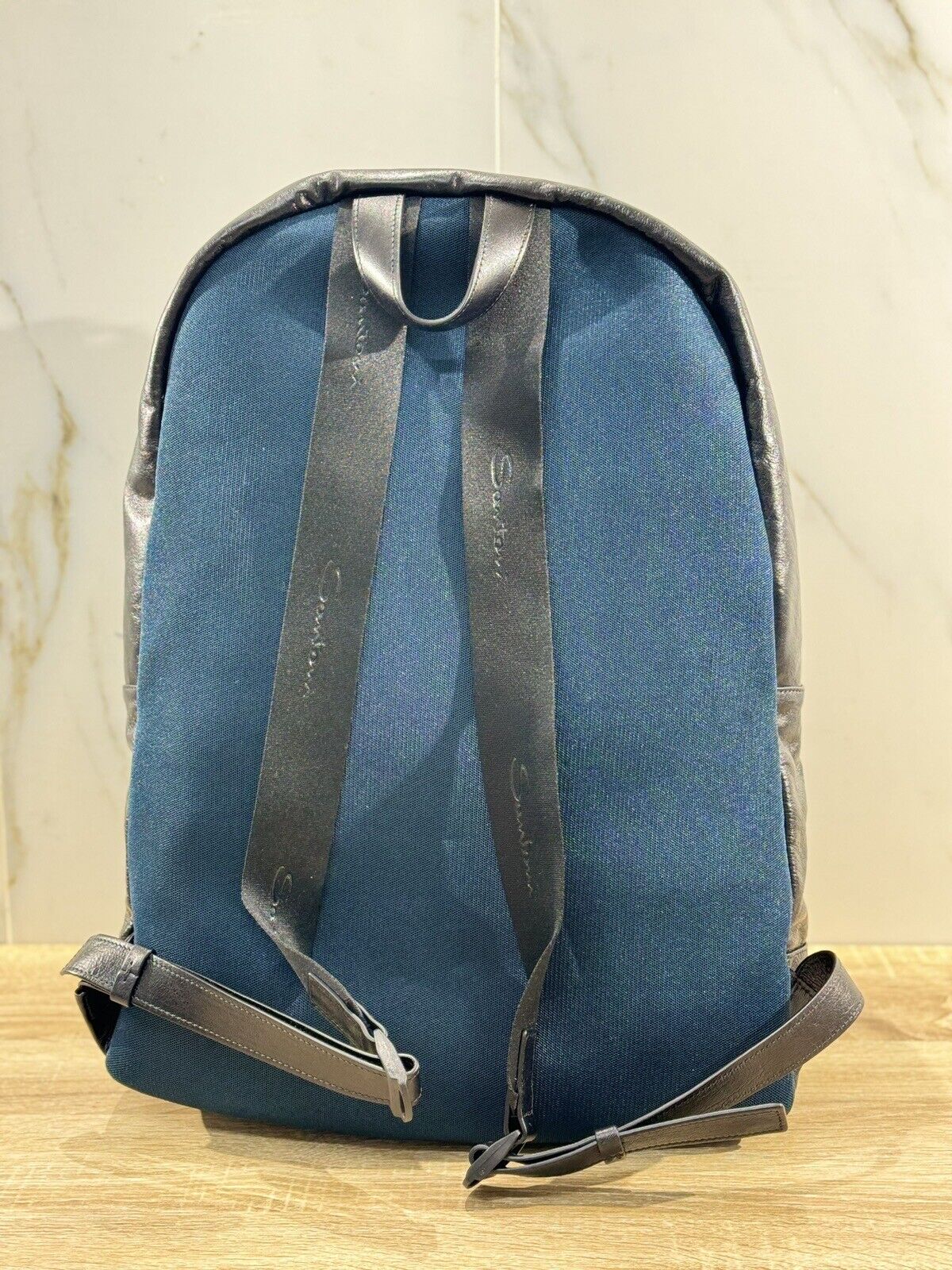 Santoni Zaino Uomo Travel Maxi Pelle Blu Luxury Backpack Men Santoni Business