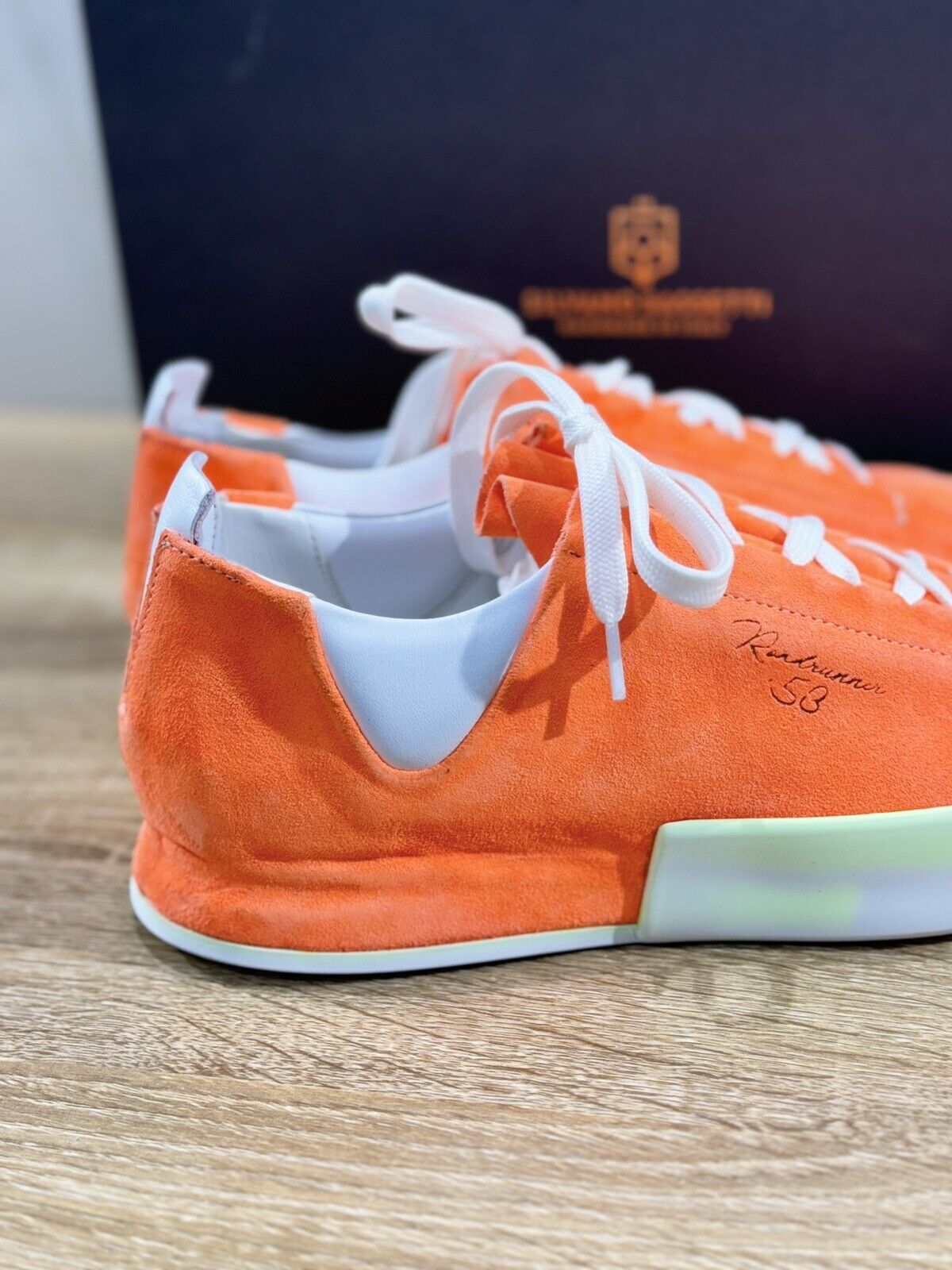 Silvano Sassetti Sneaker Donna Suede Orange  Luxury Craftmanship Casual Shoes 38