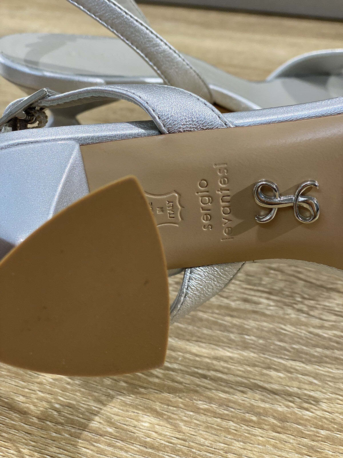 Sergio Levantesi Sandalo Donna Emma  Pelle Argento  Luxury Woman Sandal 38