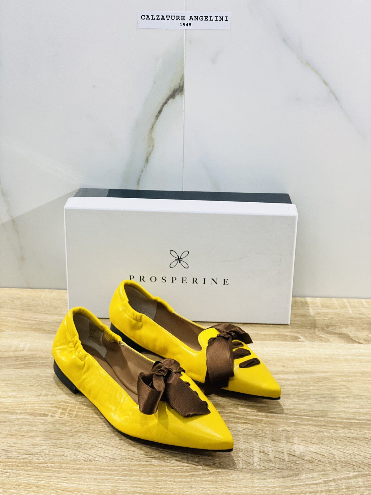 Prosperine Ballerina Donna nappa gialla lavorazione sacchetto Made in Italy 37